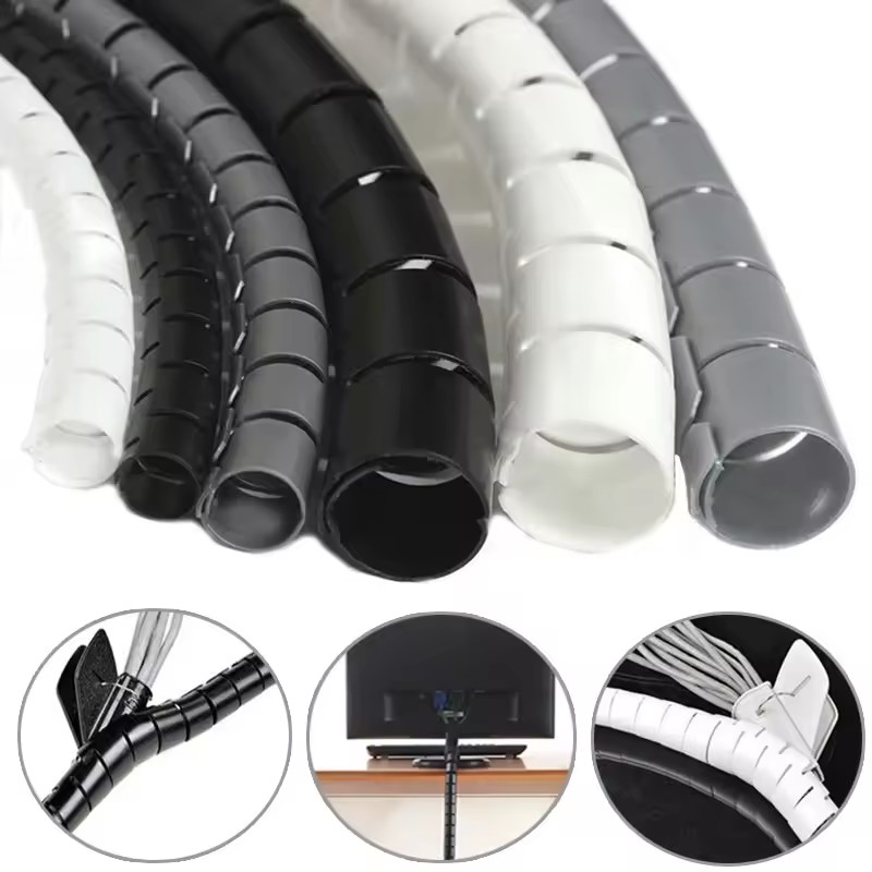 Cable Management Sleeve - 2M/1M Flexible Spiral Cable Wire Protector