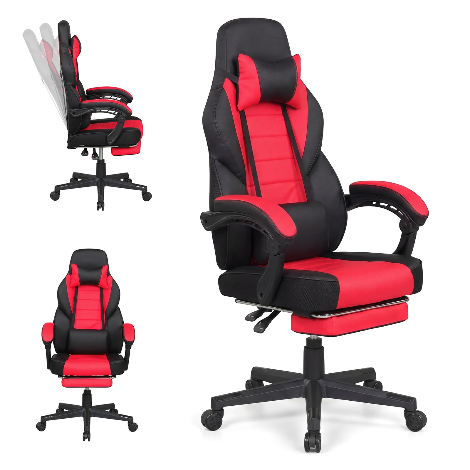 Gaming Chair - Ergonomic Gaming Chair With Footrest Lumbar