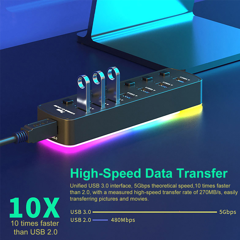 5Gbps High Speed Transfer 7 Po - Usb Hub Gaming reseña y precio