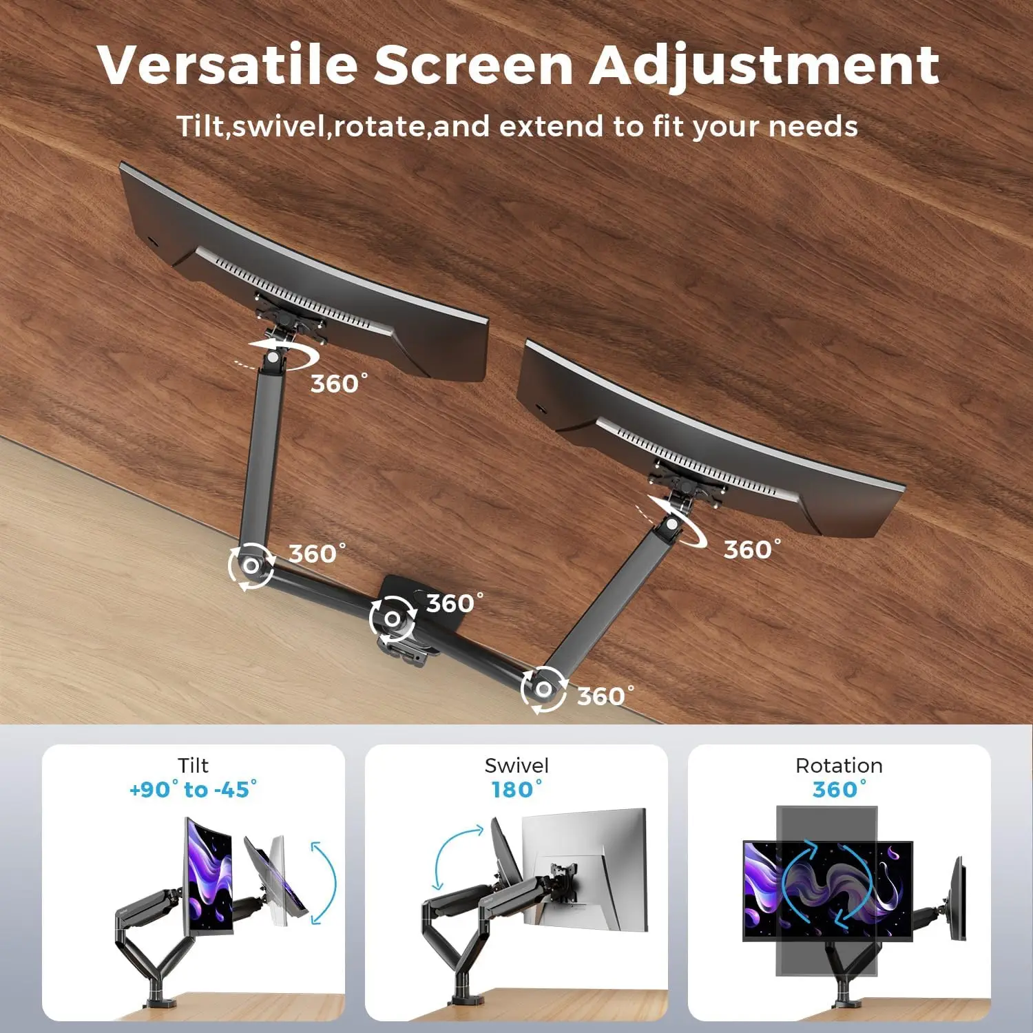 Curved Monitor Mount Dual Moni - Dual Monitor Arm reseña y precio