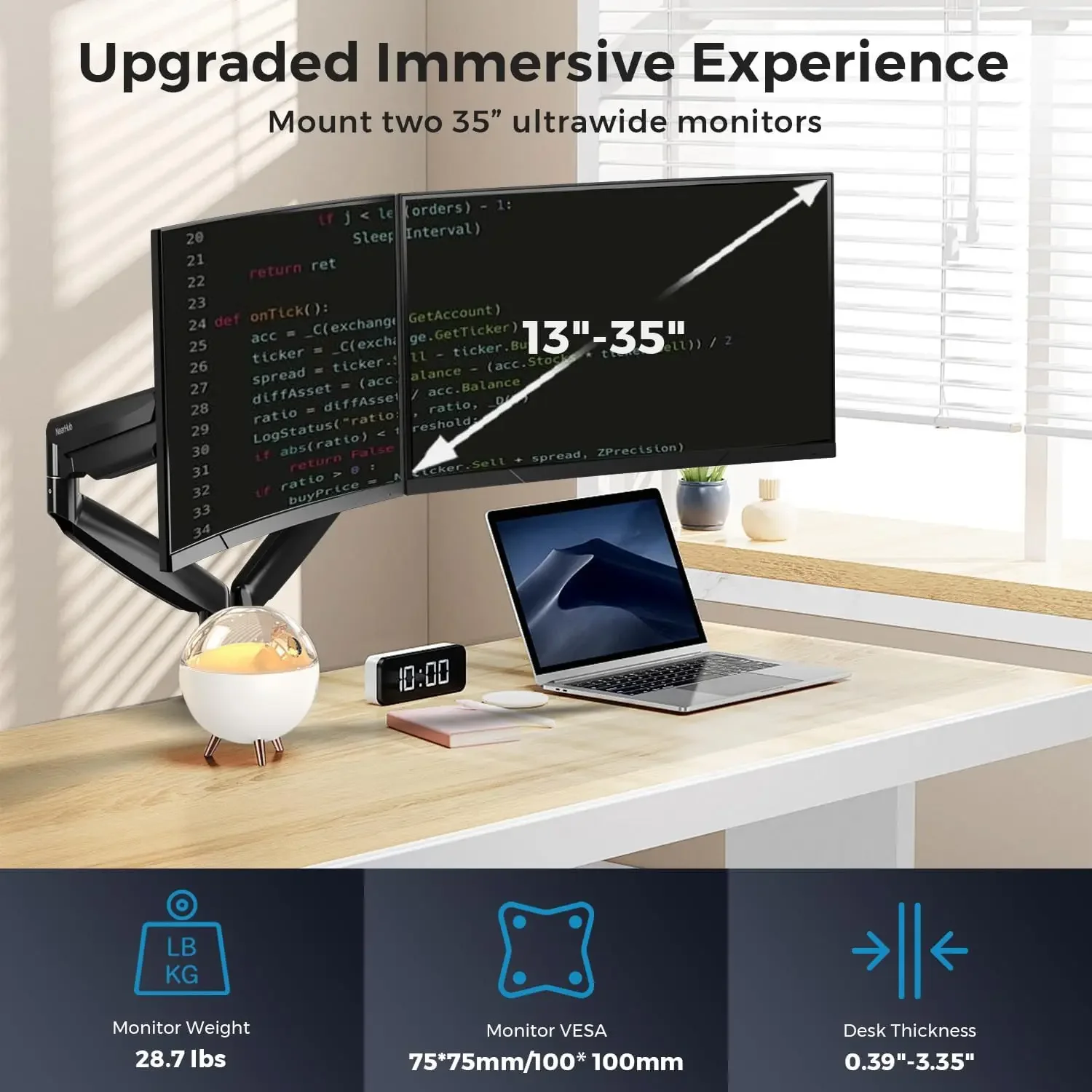 Curved Monitor Mount Dual Moni - Dual Monitor Arm reseña y precio