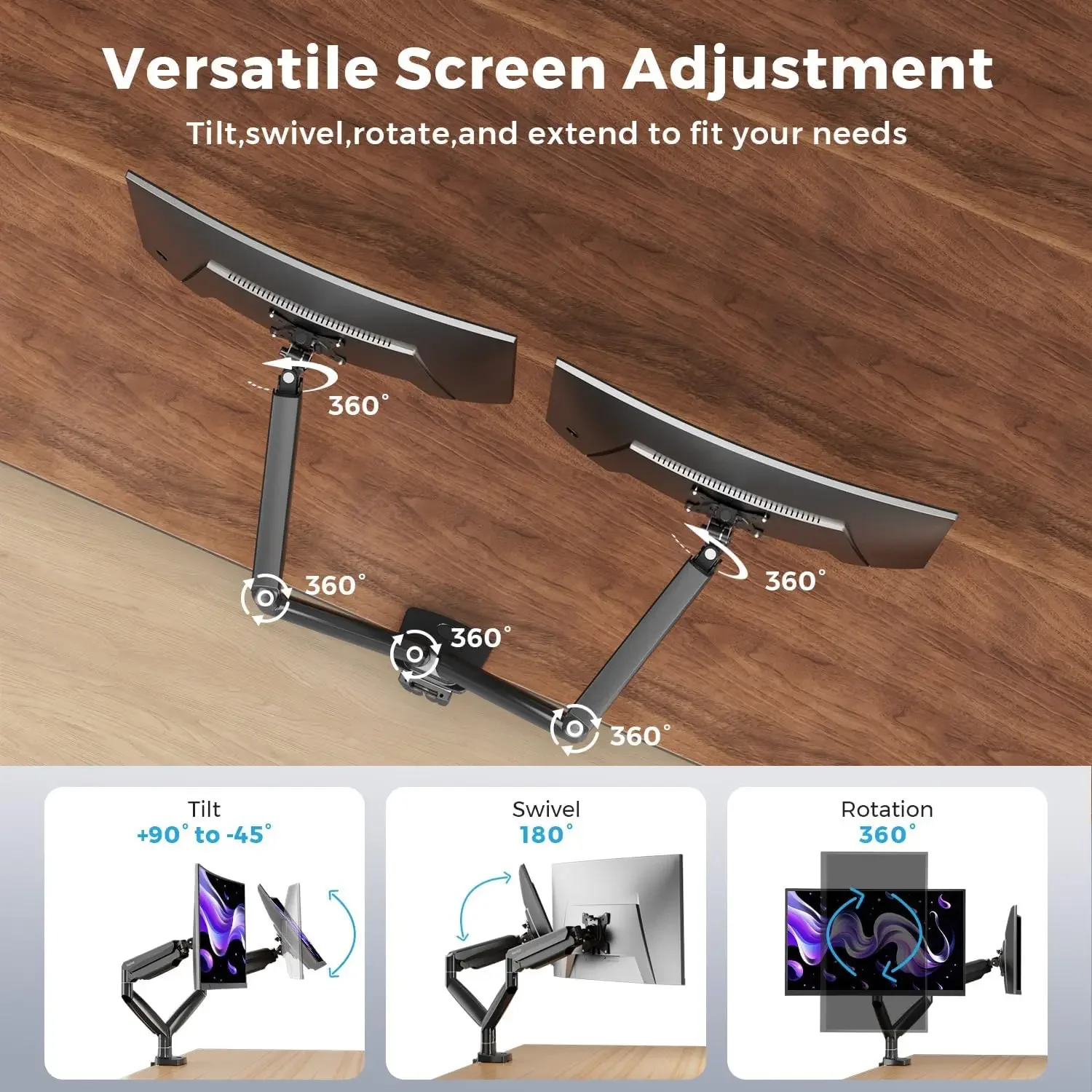 Curved Monitor Mount Dual Moni - Dual Monitor Arm reseña y precio