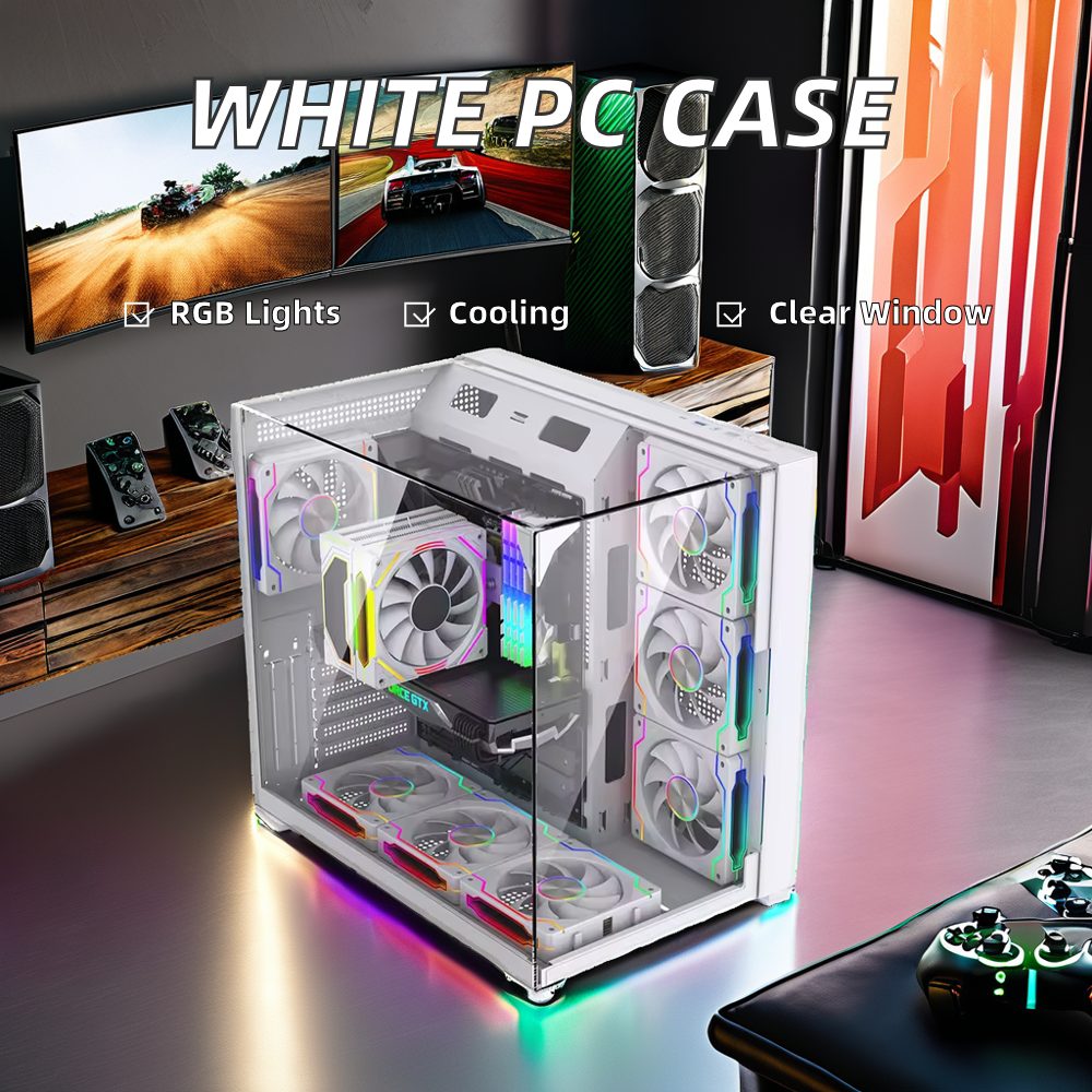 White PC Case Chassis Full Tow - Pc Case Fan reseña y precio