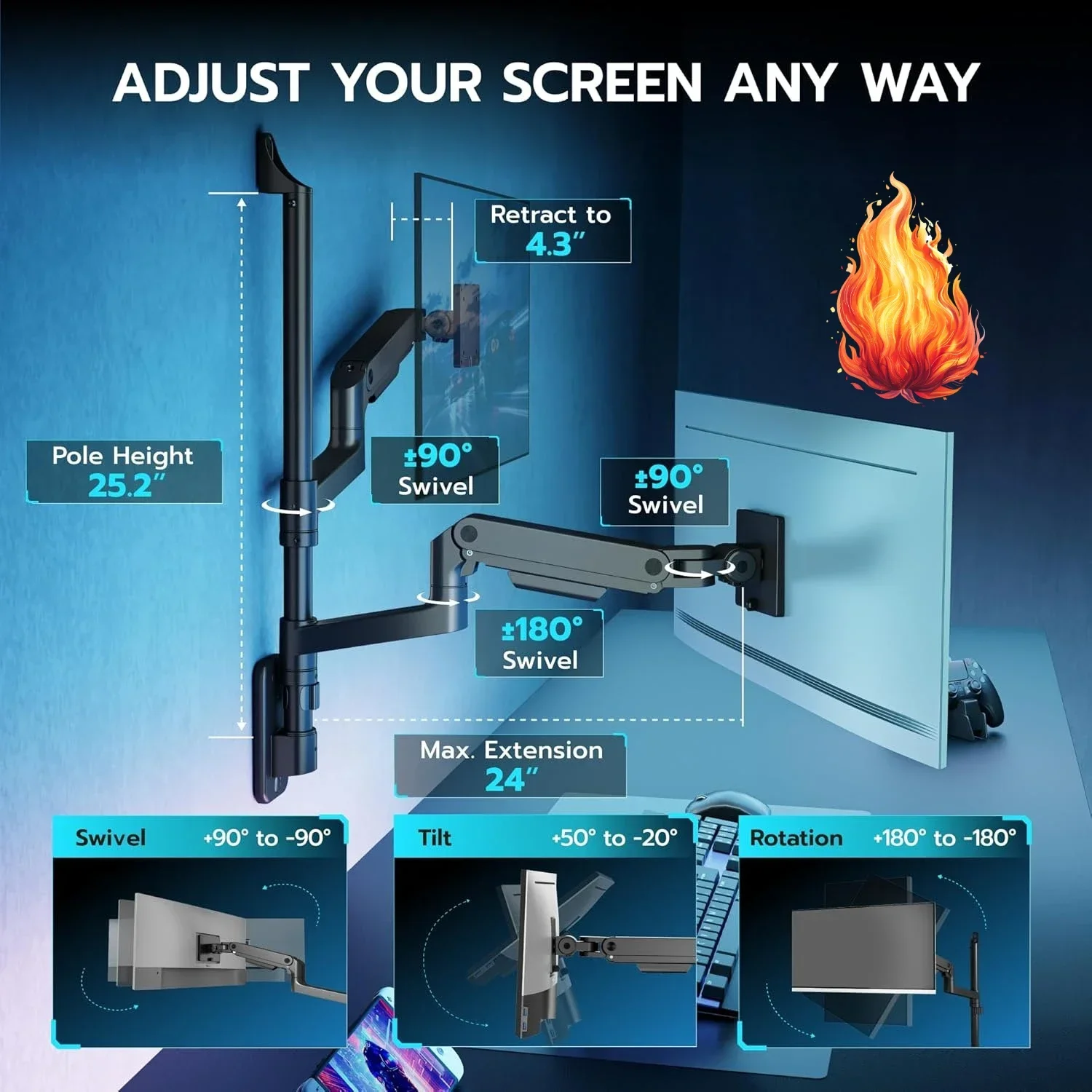 Dual Monitor Wall Mount for 17 - Dual Monitor Arm reseña y precio