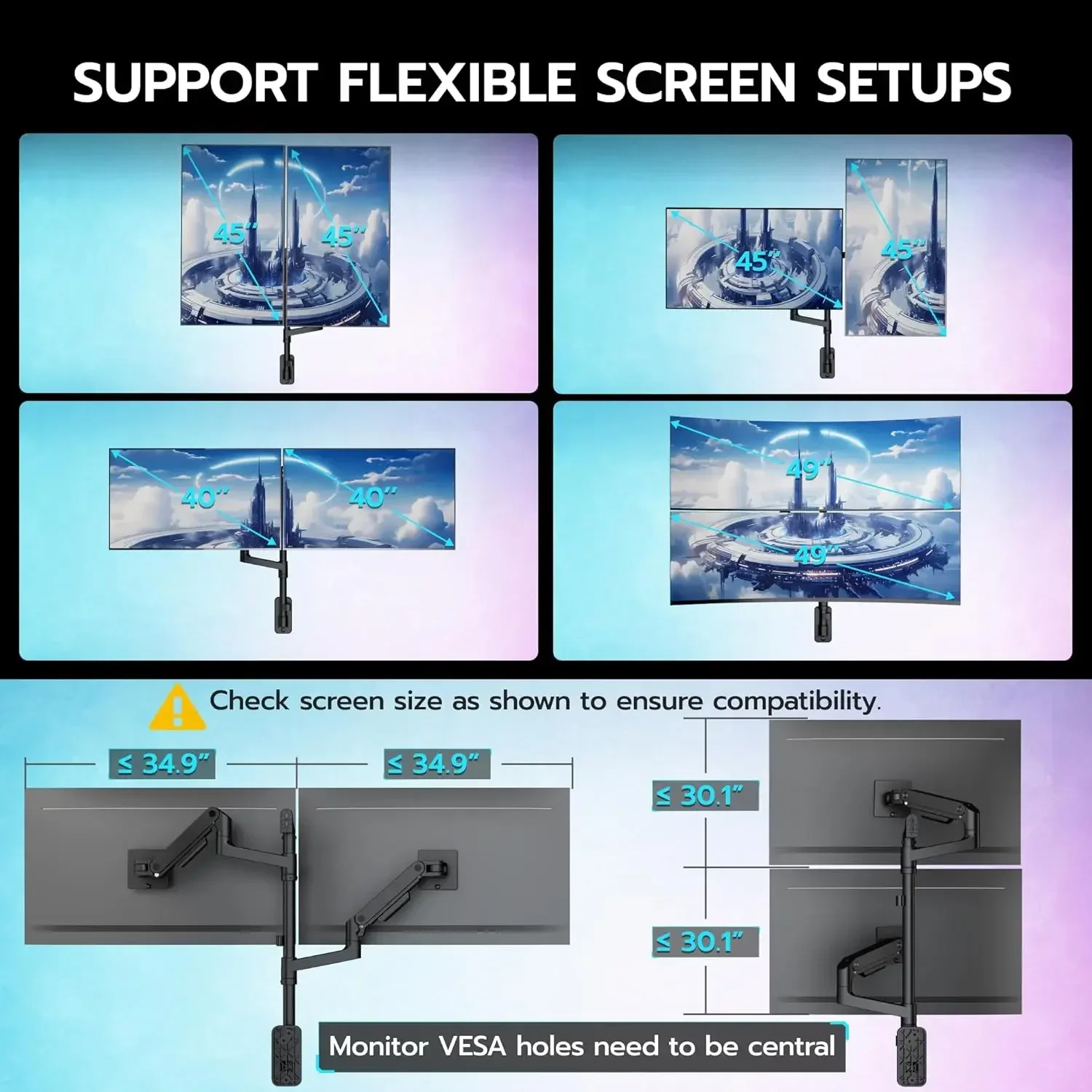 Dual Monitor Wall Mount for 17 - Dual Monitor Arm reseña y precio