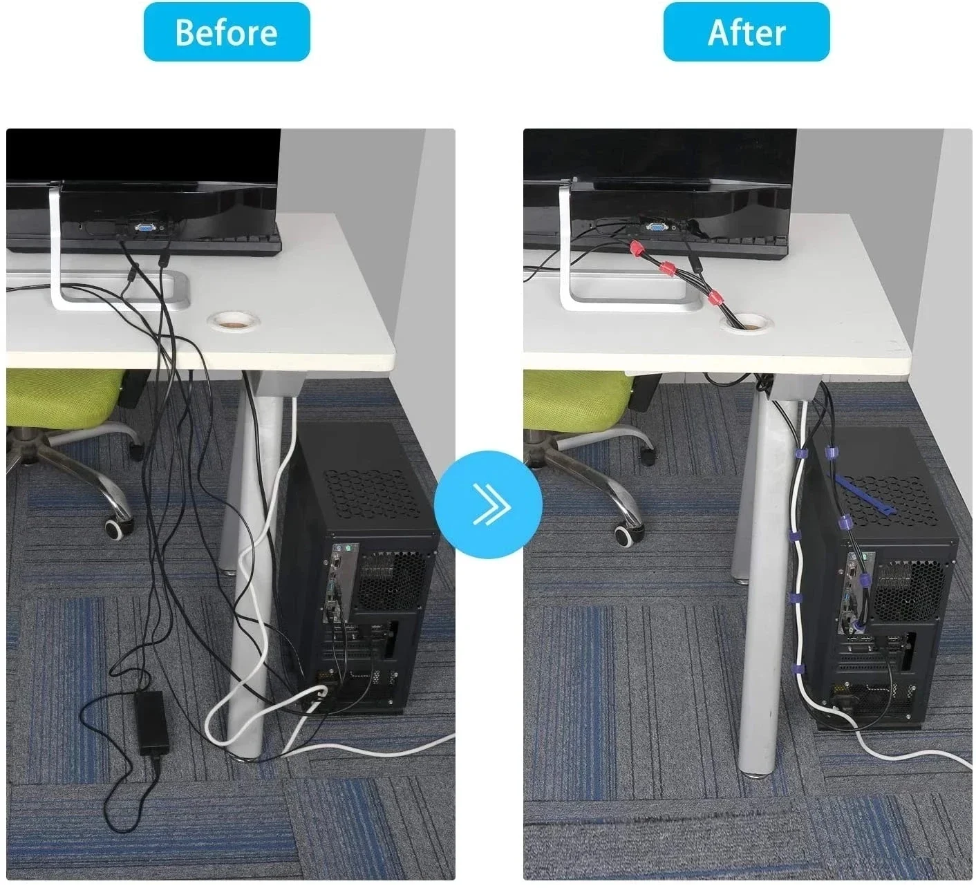 10/30/50PCS USB Cable Organize - Cable Management Sleeve reseña y precio