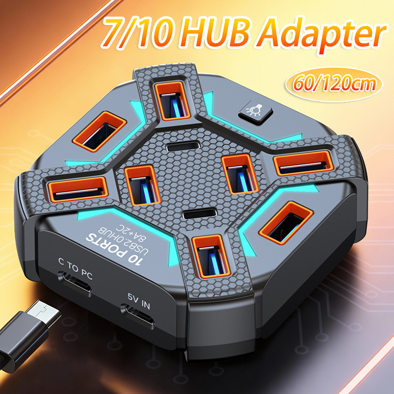 10 Ports USB Hub with RGB Ligh - Usb Hub Gaming reseña y precio