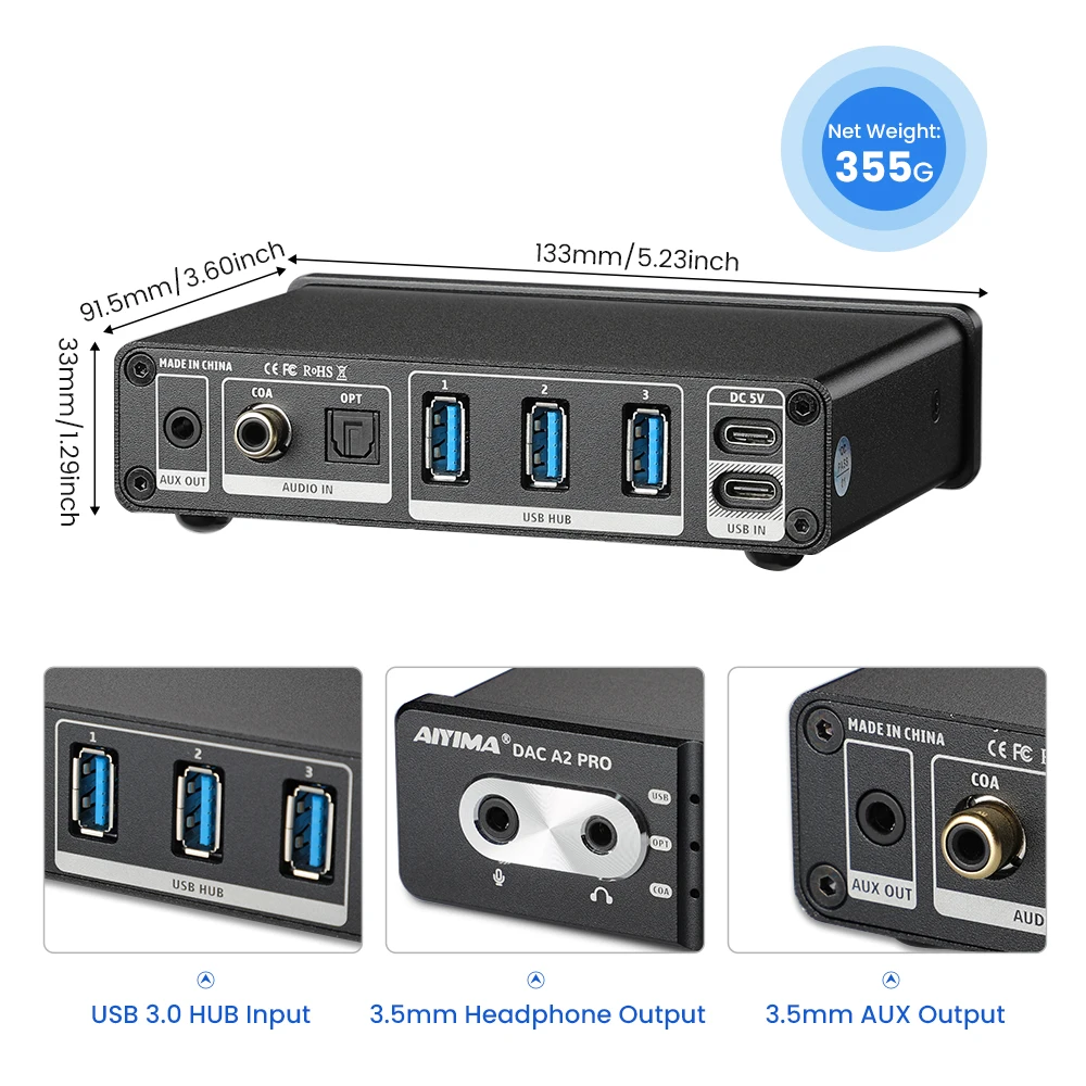 Audio DAC-A2 PRO USB Gaming DA - Usb Hub Gaming reseña y precio